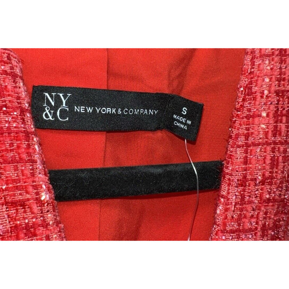 INC International Women's Tweed Red Blazer Holiday Special Occasion Formal Small - Picture 7 of 9